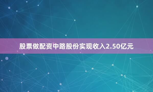 股票做配资中路股份实现收入2.50亿元